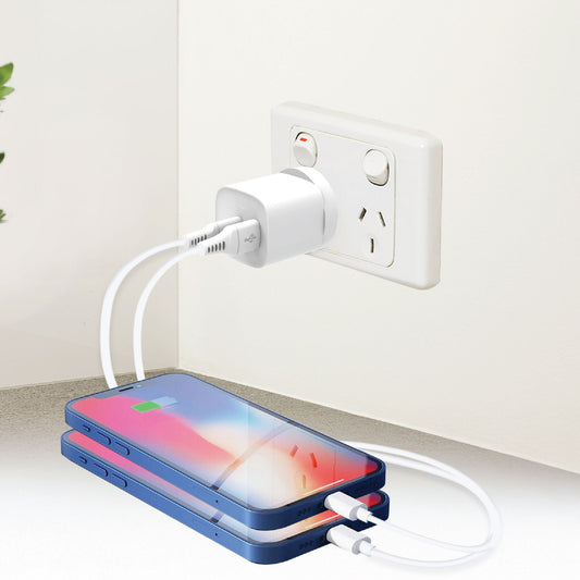 Laser 45W Dual Port USB Wall Charger - 2x USB-A Fast Charging - White