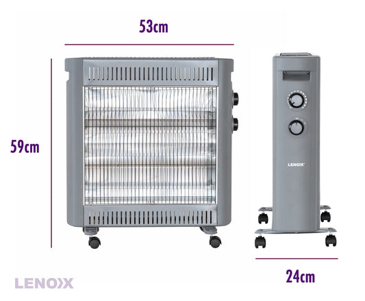 2200W Quartz Infrared Radiant Heater with Adjustable Thermostat and 2 Power Settings