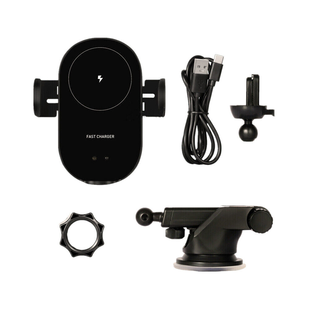 Automatic Clamping 15W Wireless Car Charger Mount - 2-in-1 Phone Holder