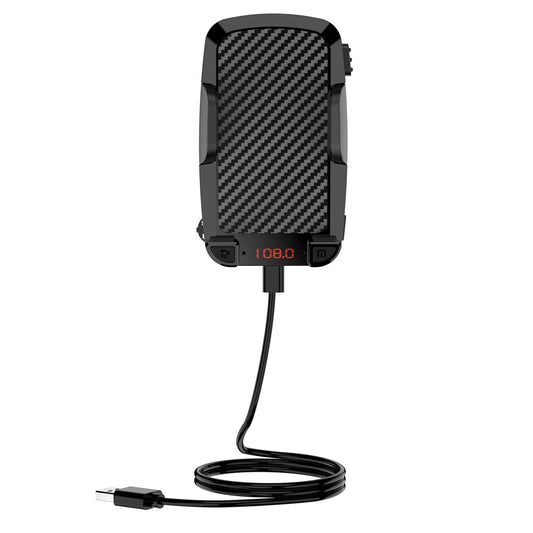 Bluetooth 5.0 FM Transmitter with Phone Holder - Wireless Car MP3 Player