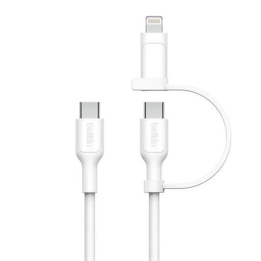 Belkin Boostcharge Pro In- Cable Usb-C To Usb-C + Lightning Connector