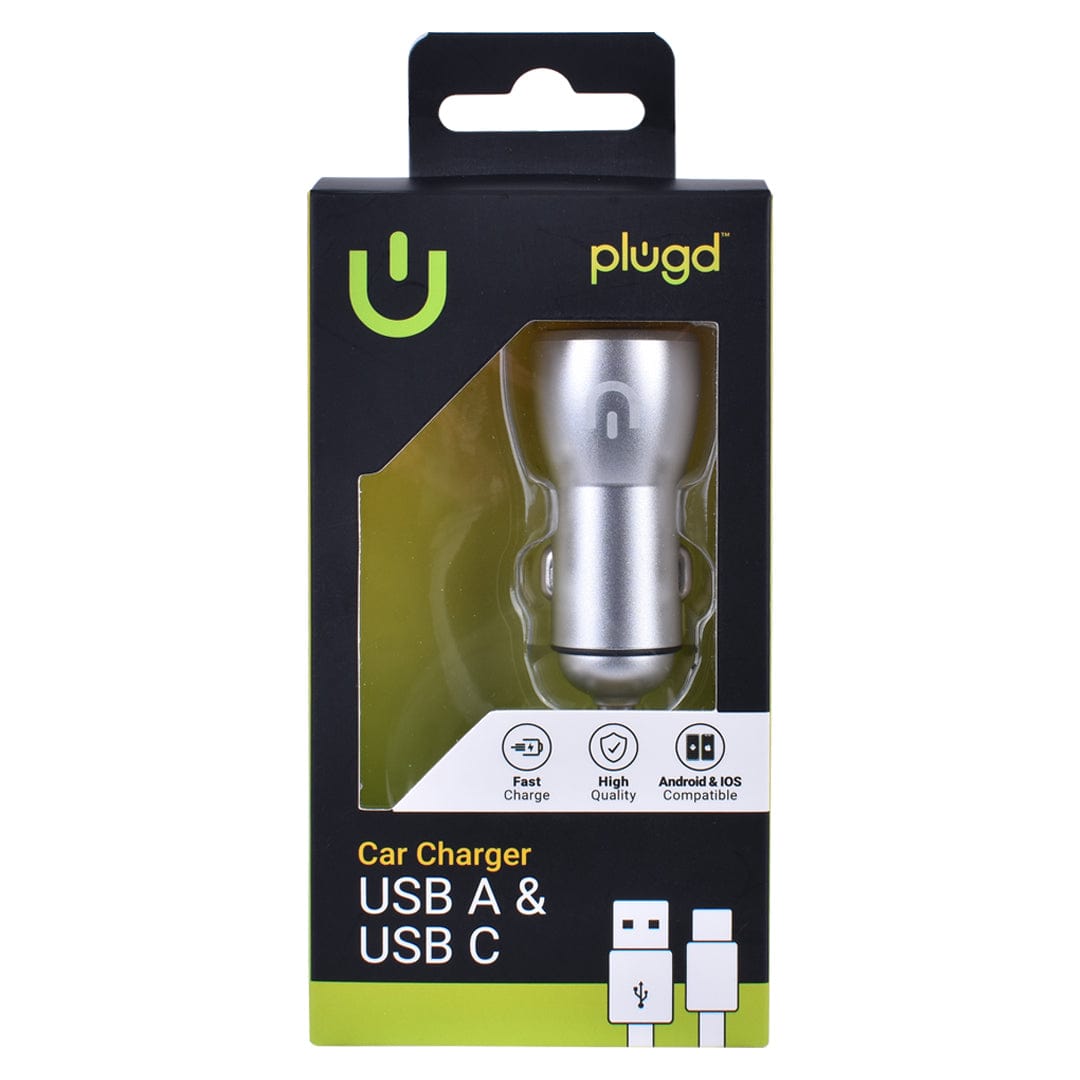 PLUGD 30W Dual Port Car Charger - USB-C (18W) + USB-A (12W) Quick Charge
