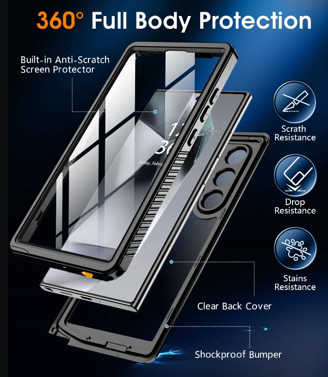 Samsung Galaxy S24 Ultra Waterproof Case - Military Grade Shockproof Protection