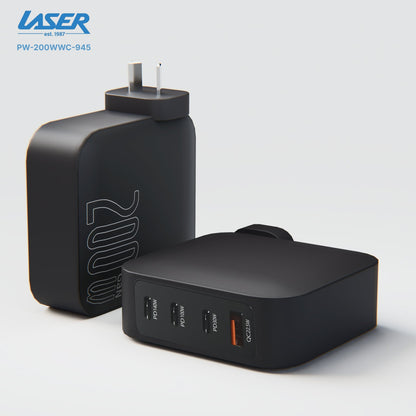 Laser 200W PD 3.0 GaN Wall Charger Black