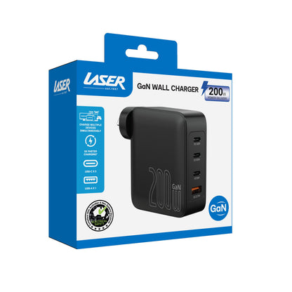 Laser 200W PD 3.0 GaN Wall Charger Black
