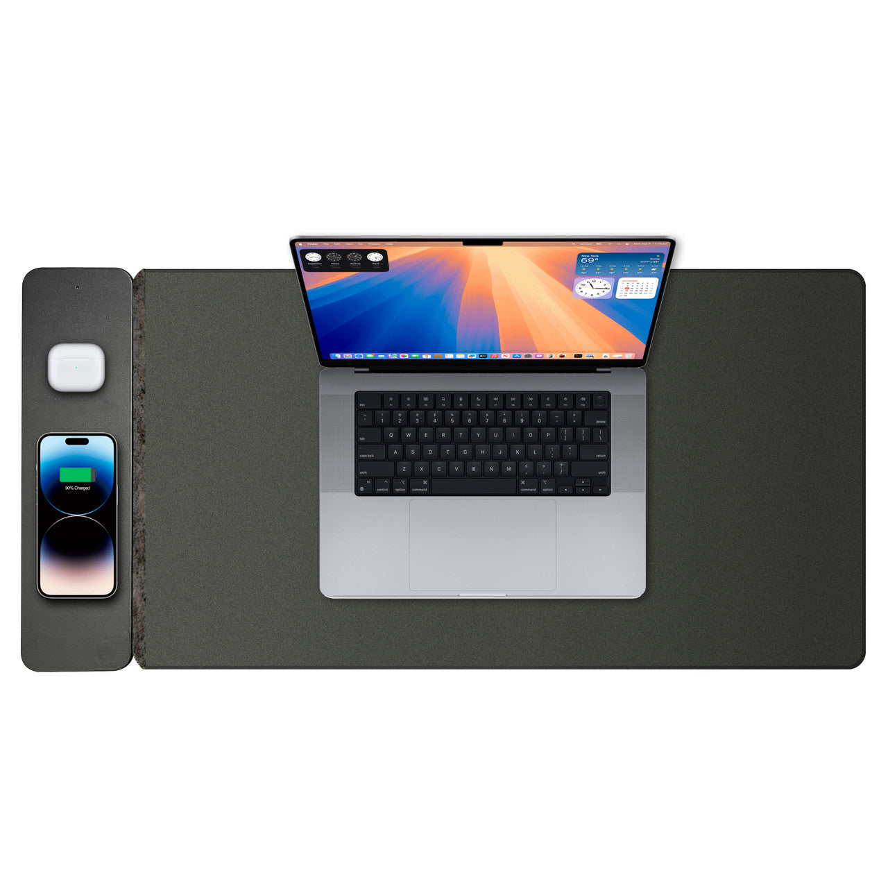 Laser Wireless Charging Desk Mat - 15W Fast Charging Mouse Pad - Black