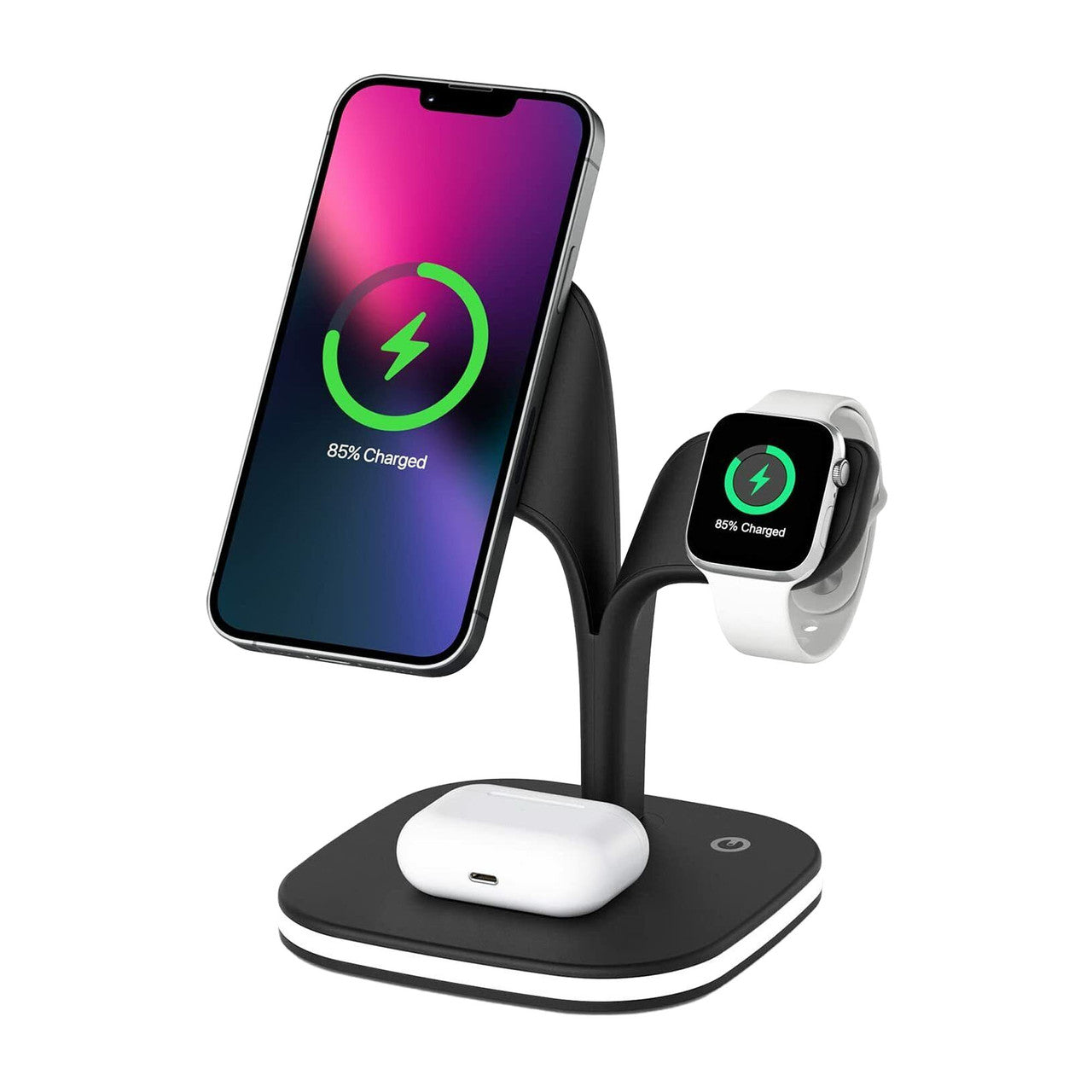 3-in-1 Wireless Charging Station with Night Light - 15W Fast Charging