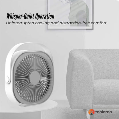 3-Speed USB Desktop Fan - 20cm Quiet Portable Rechargeable Cooler