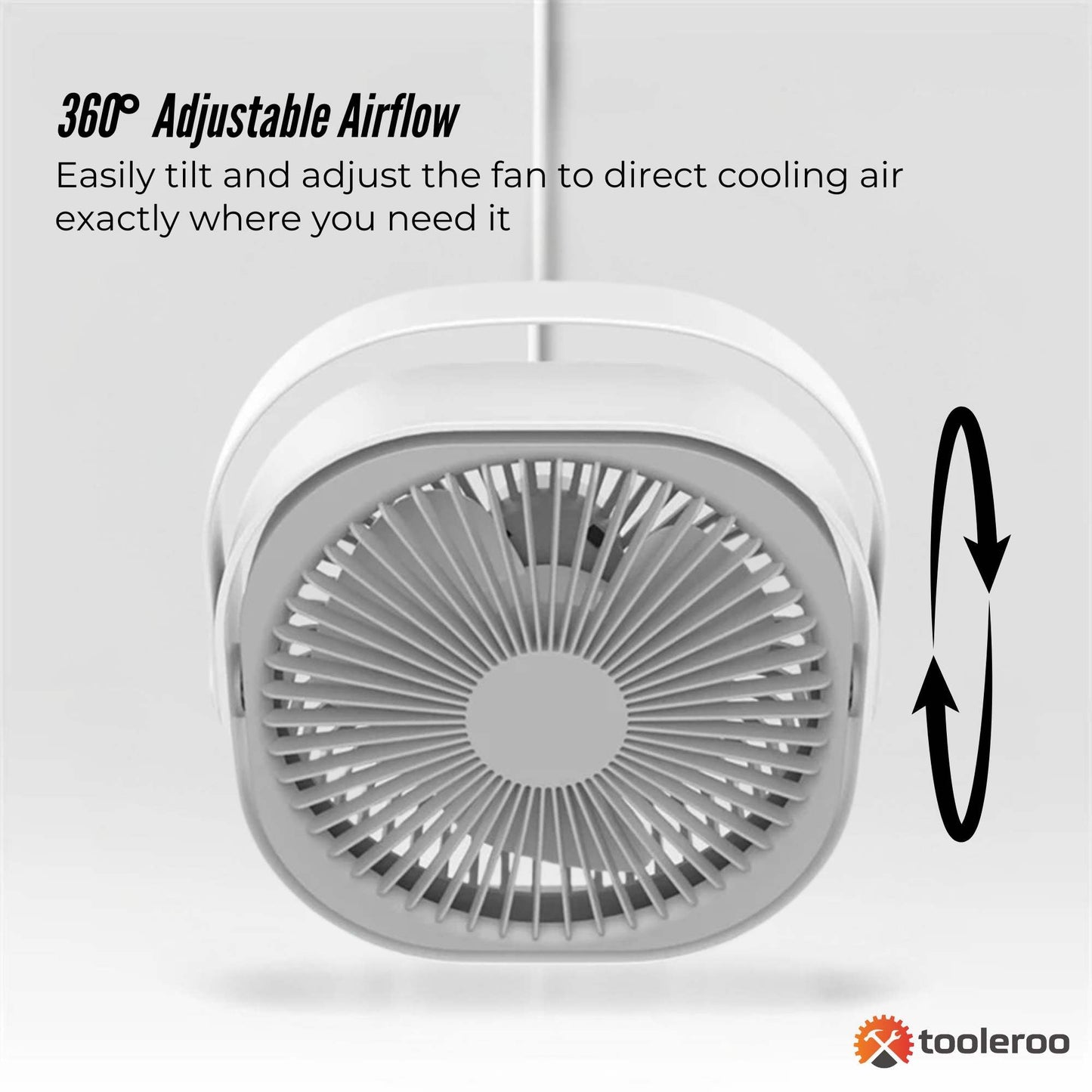 3-Speed USB Desktop Fan - 20cm Quiet Portable Rechargeable Cooler