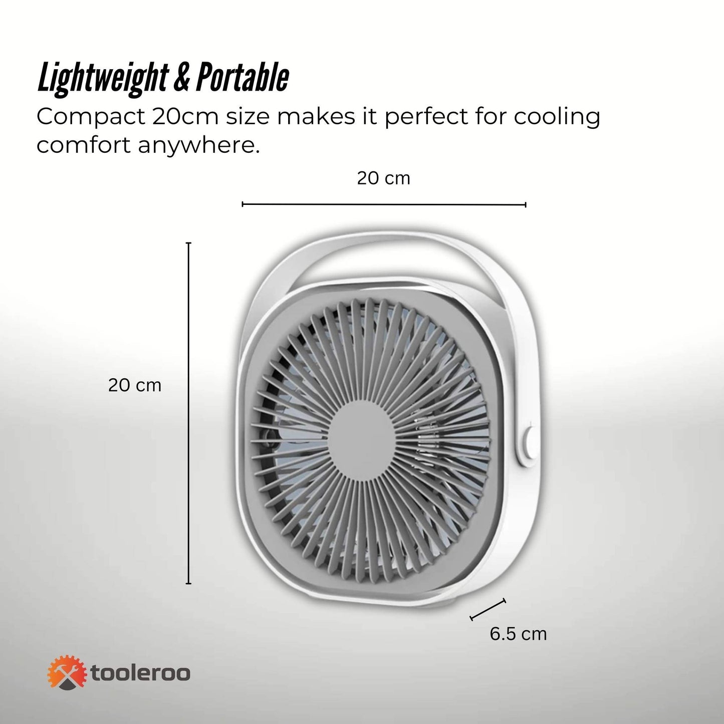 3-Speed USB Desktop Fan - 20cm Quiet Portable Rechargeable Cooler