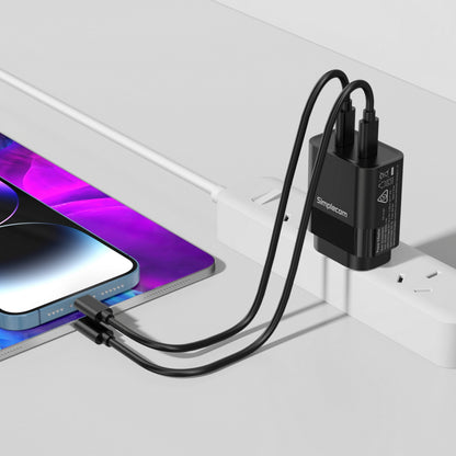 Simplecom CU221 Dual USB-C Wall Charger - 20W PD Fast Charging for Phone & Tablet