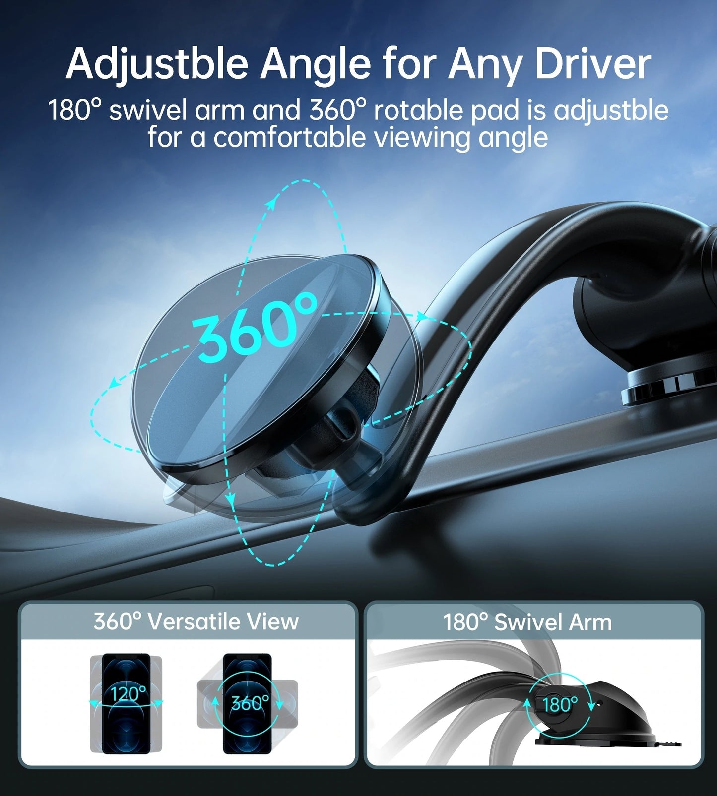 CHOETECH AT0005 MagSafe Car Mount - Magnetic iPhone Holder with 360° Rotation