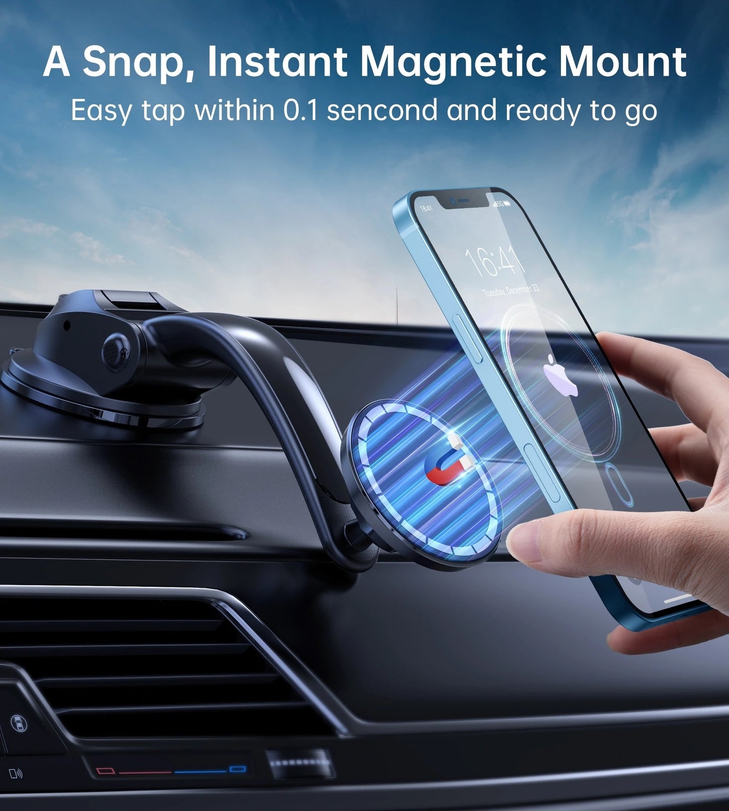 CHOETECH AT0005 MagSafe Car Mount - Magnetic iPhone Holder with 360° Rotation
