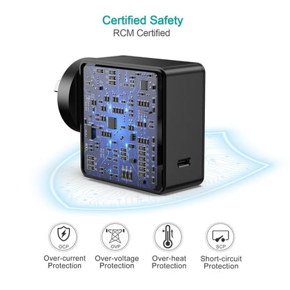 Choetech 60W USB-C Wall Charger - PD 3.0 Fast Charging Foldable Adapter