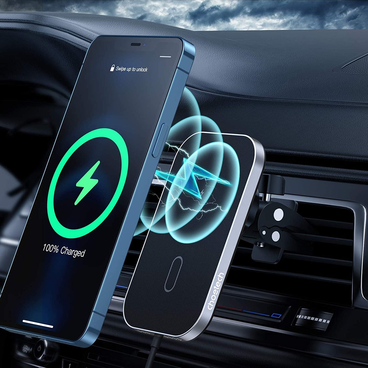 CHOETECH T200F-201 15W MagLeap Magnetic Wireless Car Charger - MagSafe Compatible