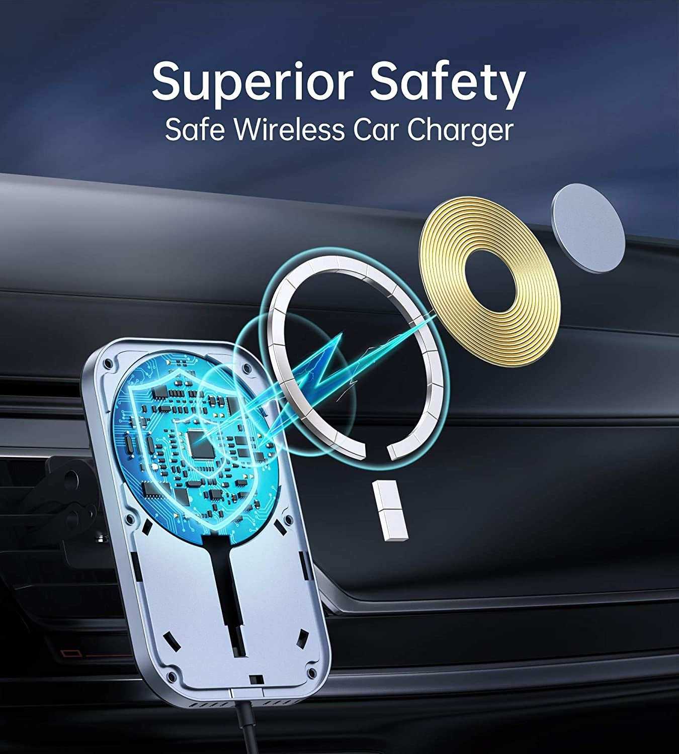 CHOETECH T200F-201 15W MagLeap Magnetic Wireless Car Charger - MagSafe Compatible