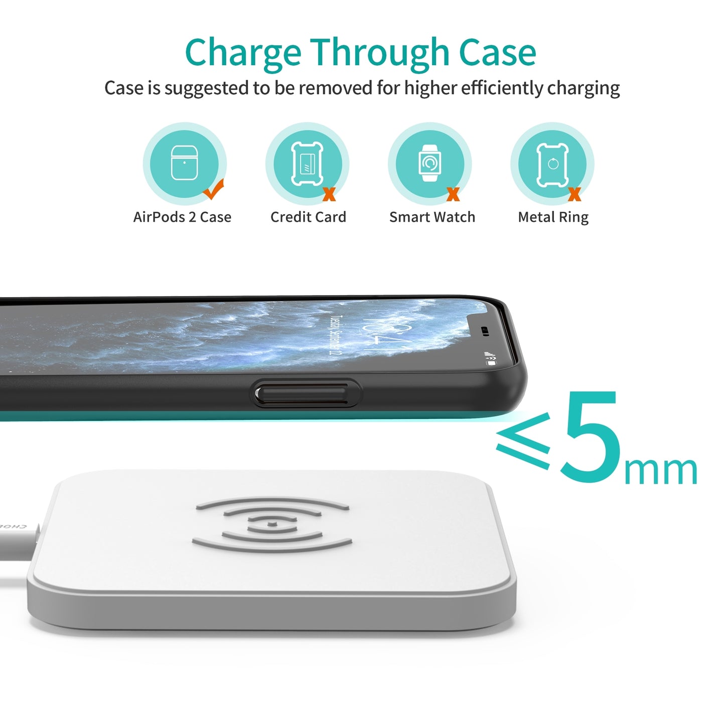 Choetech Fast Wireless Charger Pad (White)