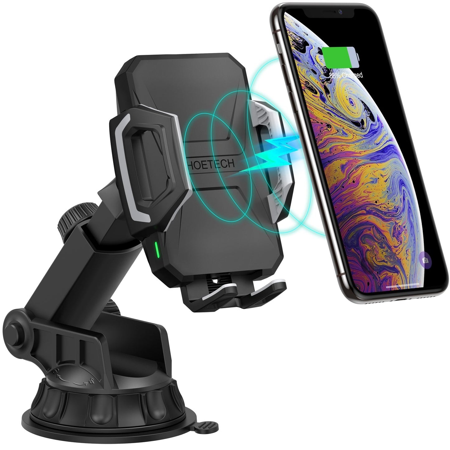 CHOETECH T521-S Fast Qi Wireless Car Charger - 15W Auto-Clamping Mount