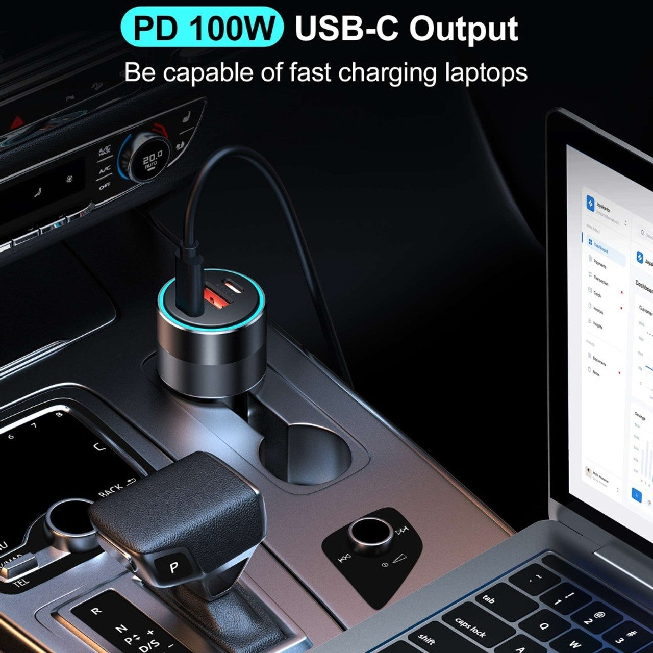 CHOETECH 130W Fast Car Charger - Dual USB-C PD 100W + USB-A Port
