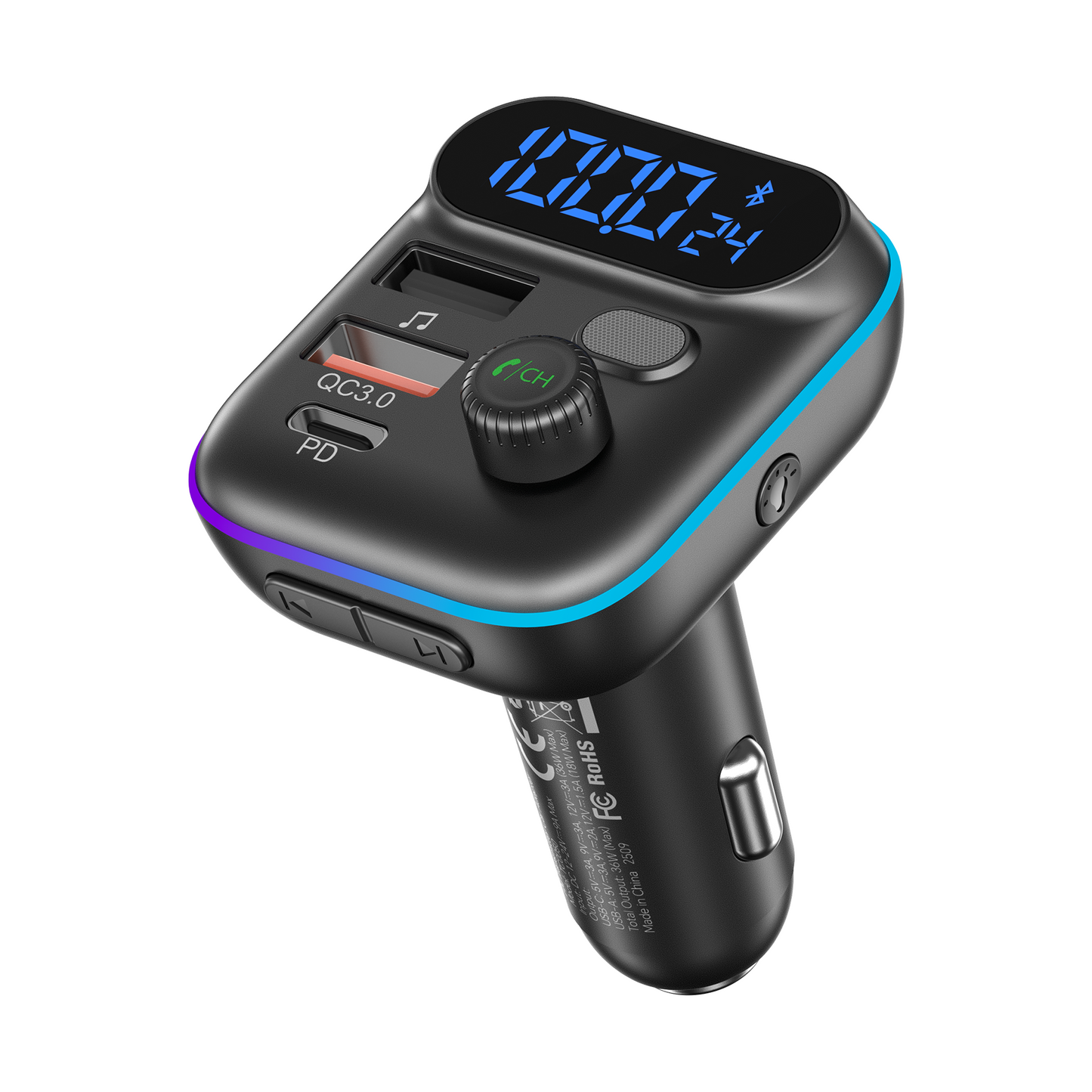 CHOETECH TC0050 36W Bluetooth FM Transmitter - PD Fast Charging Car Adapter