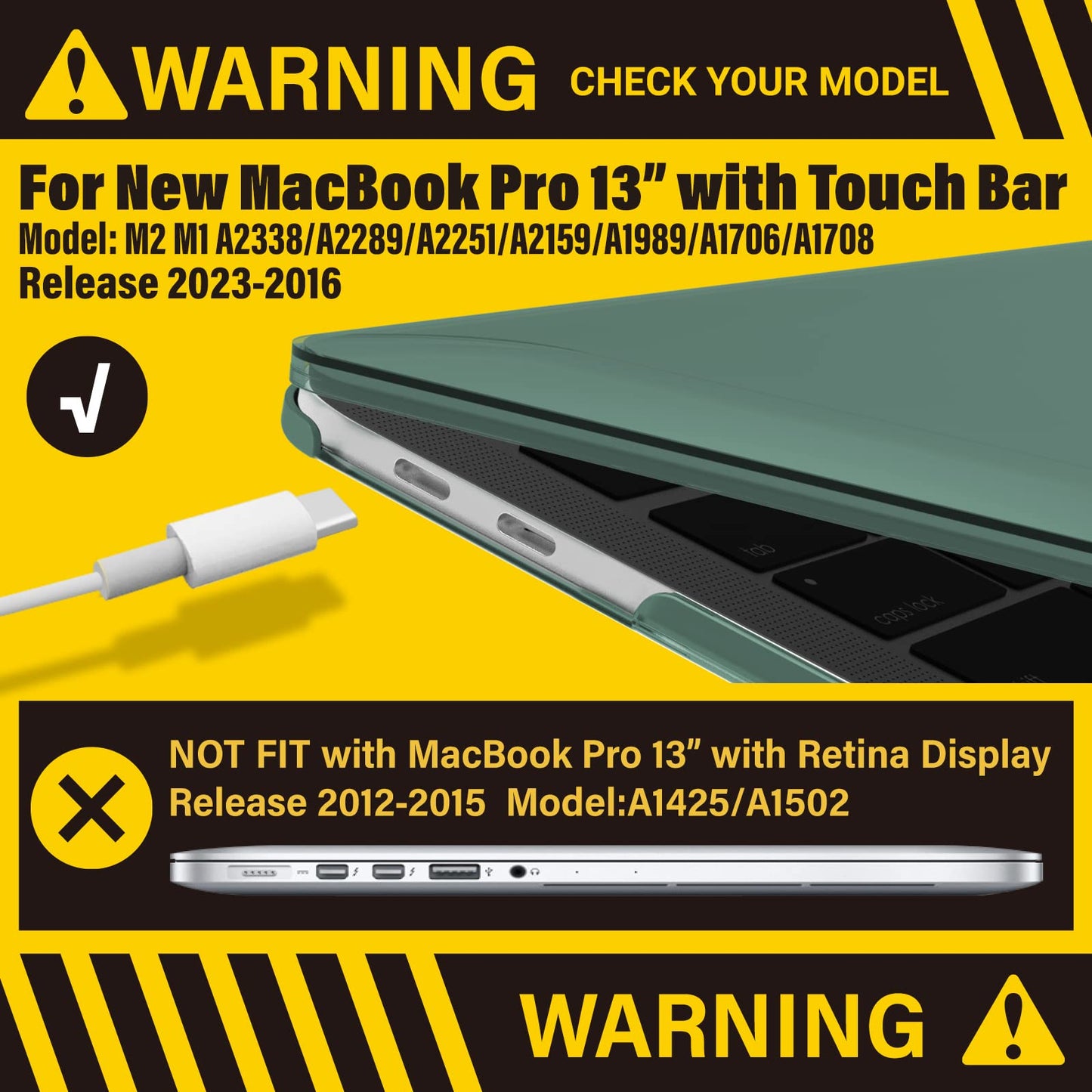 MacBook Pro 13" (2016-2023) Hard Shell Case + Keyboard Cover - Midnight Green