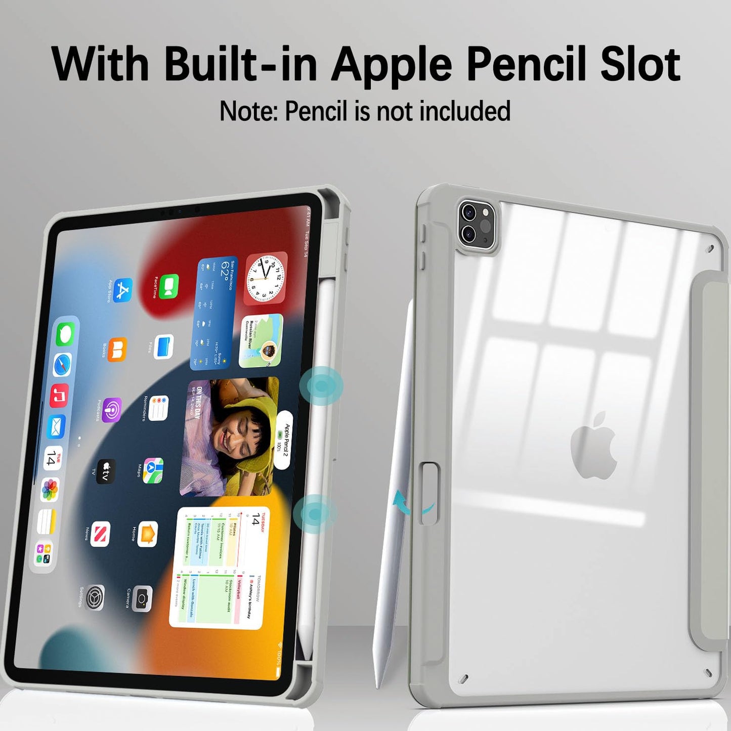 iPad Pro 11" (2020-2022) Soft TPU Smart Case with Pencil Holder - Grey