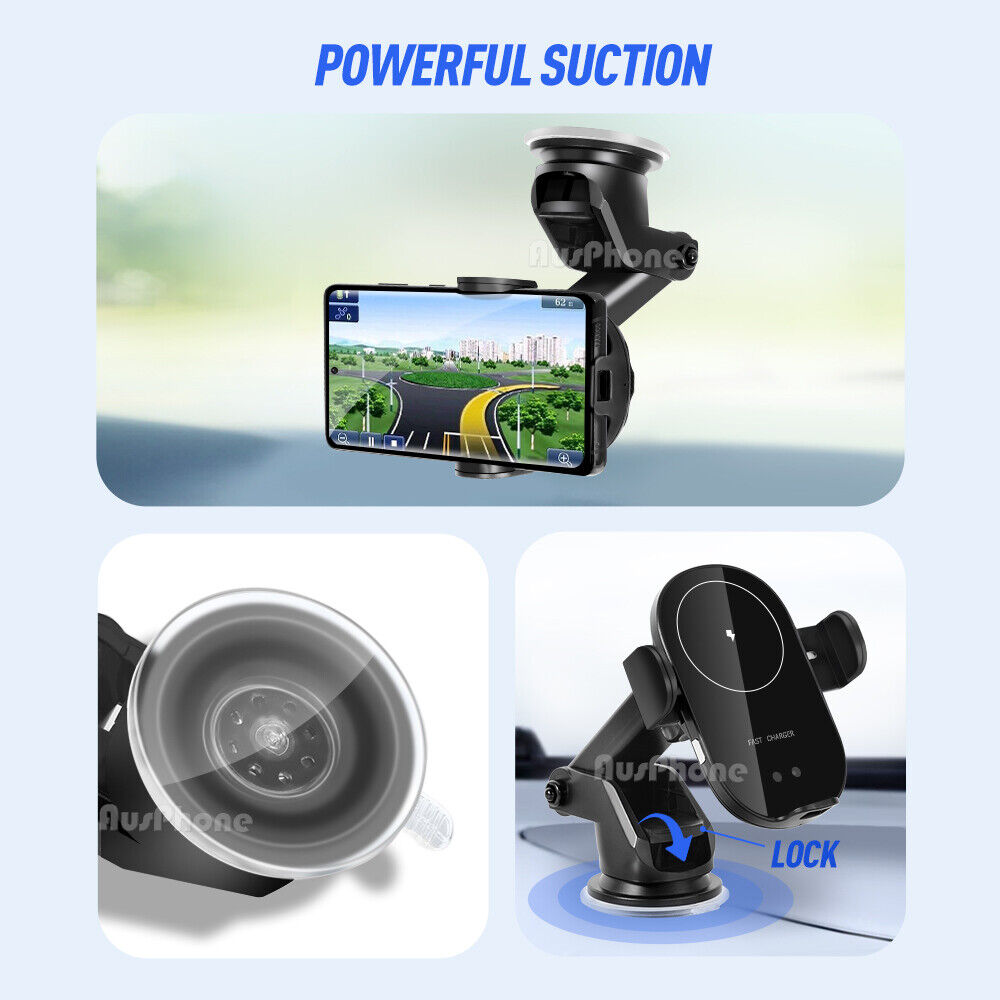 Automatic Clamping 15W Wireless Car Charger Mount - 2-in-1 Phone Holder