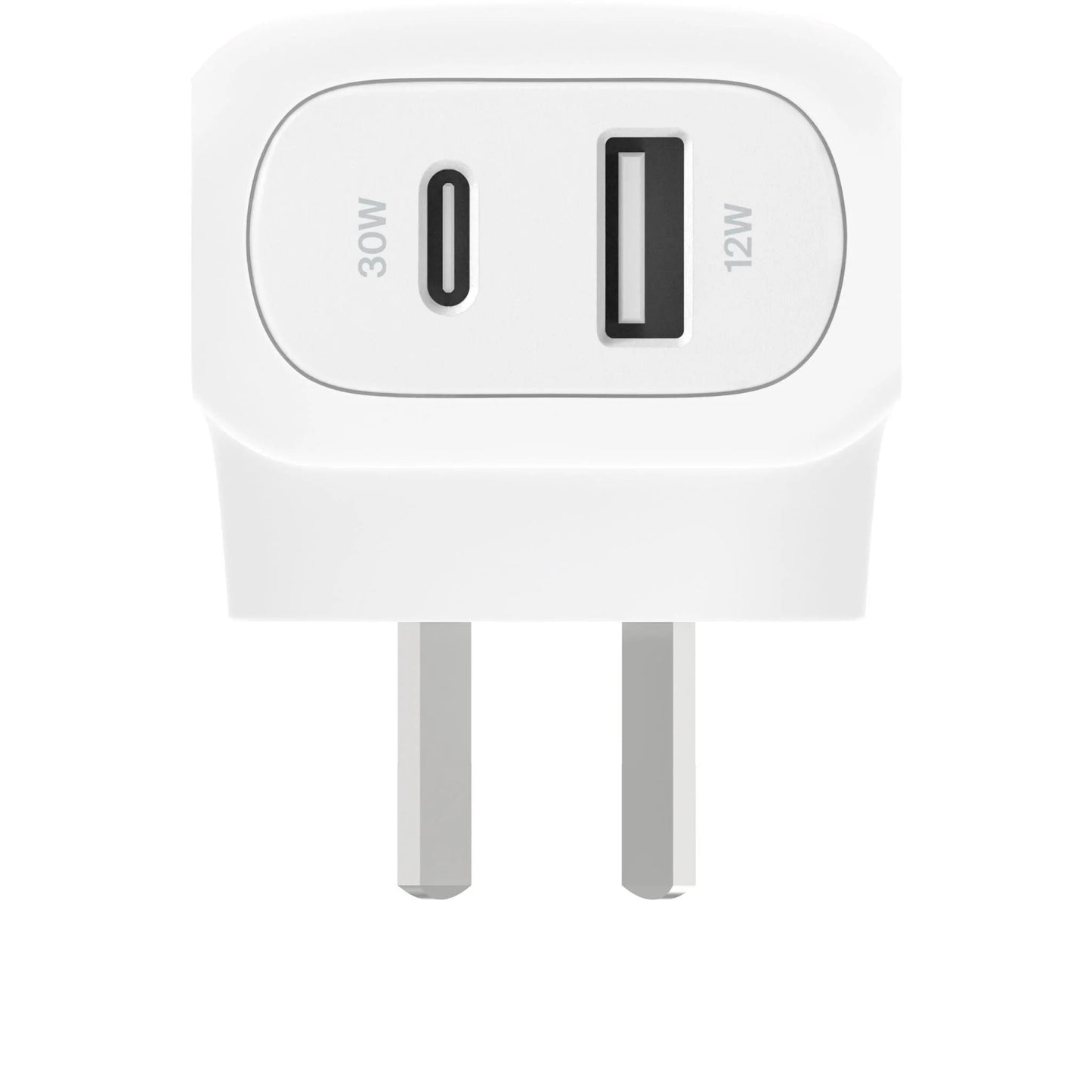 Belkin 42W Dual Port Wall Charger - USB-C (30W) + USB-A (12W) PPS Fast Charging - White