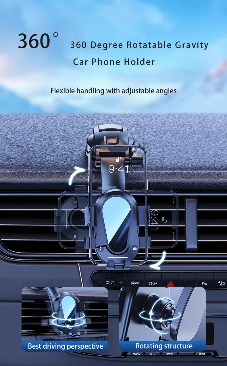 Universal Car Phone Mount - 360° Rotation Dashboard & Windscreen Holder