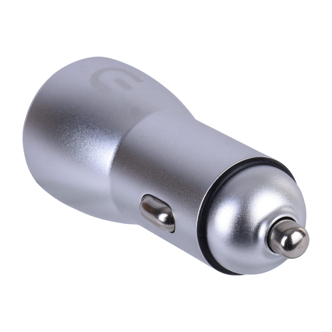 Silver car charger on a white background