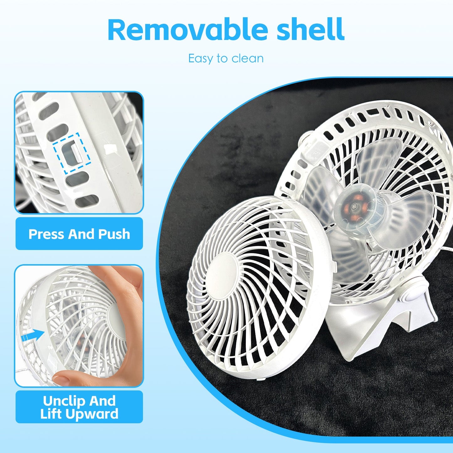 USB Desk Fan - Portable 2-Speed Adjustable Angle Cooling Fan White
