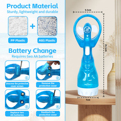 Handhold Battery Powered Water Spray Fan - Portable Cooling Mist Fan