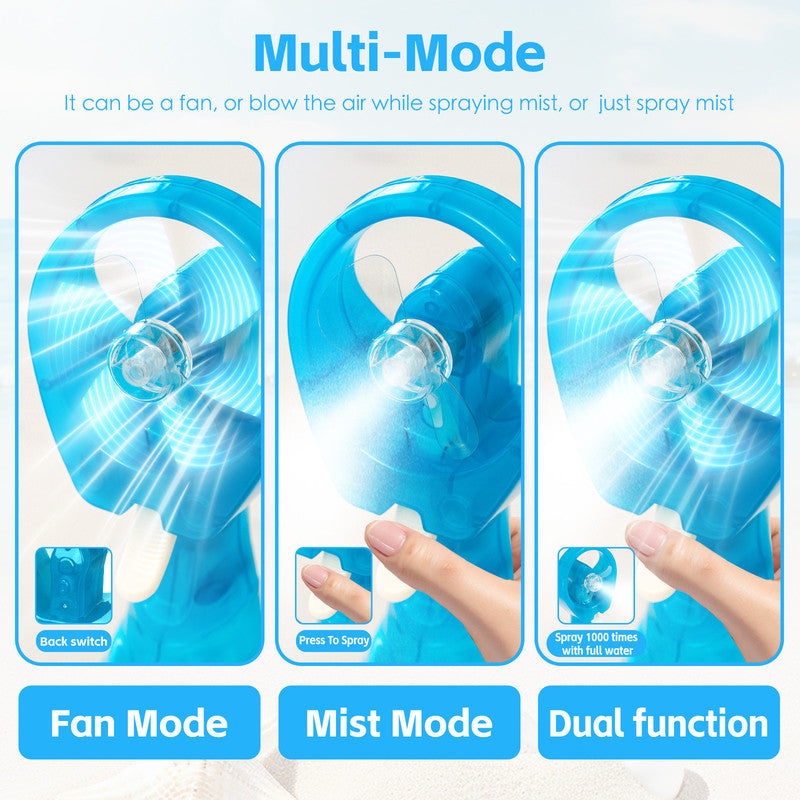 Handhold Battery Powered Water Spray Fan - Portable Cooling Mist Fan
