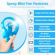 Handhold Battery Powered Water Spray Fan - Portable Cooling Mist Fan