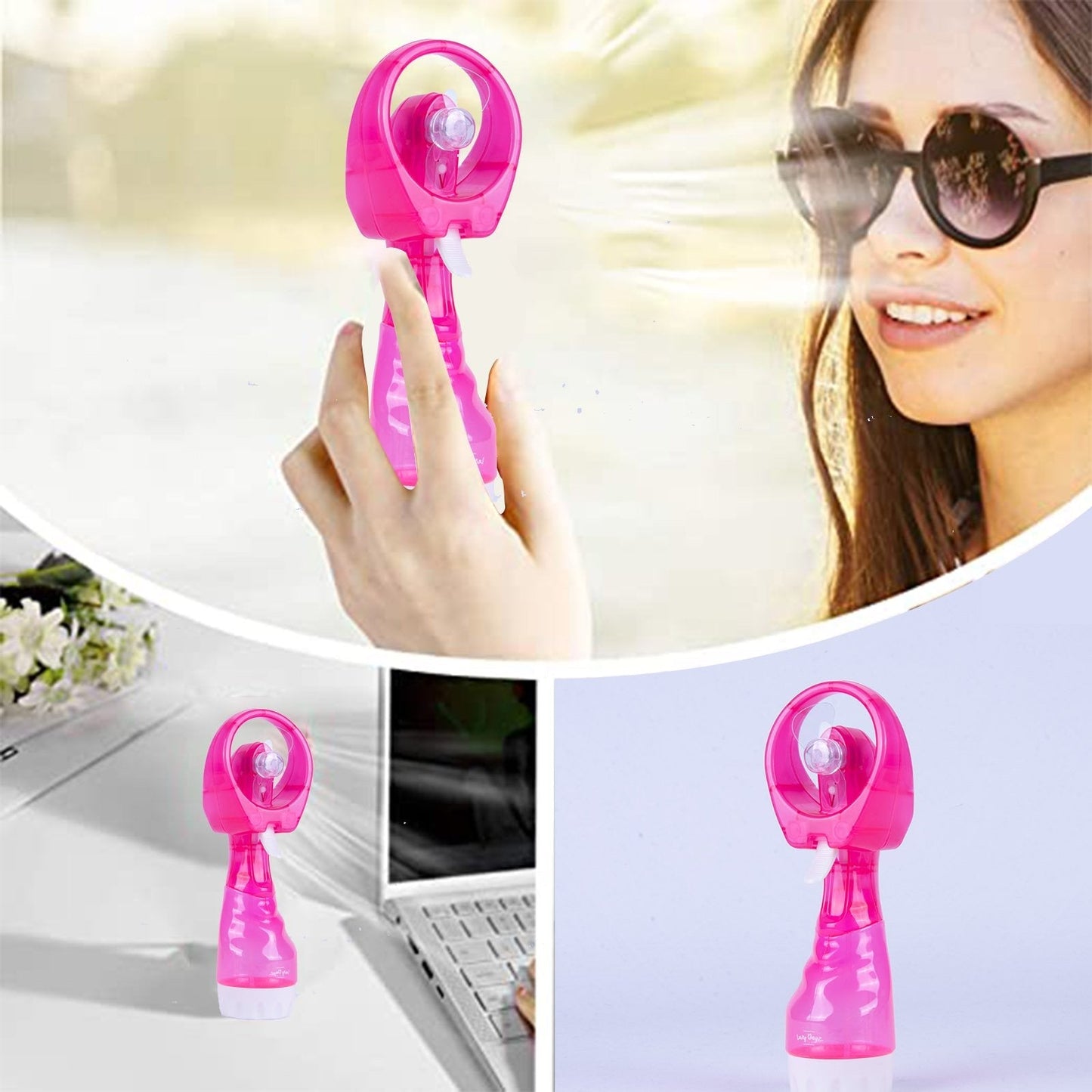 Handhold Battery Powered Water Spray Fan - Portable Cooling Mist Fan
