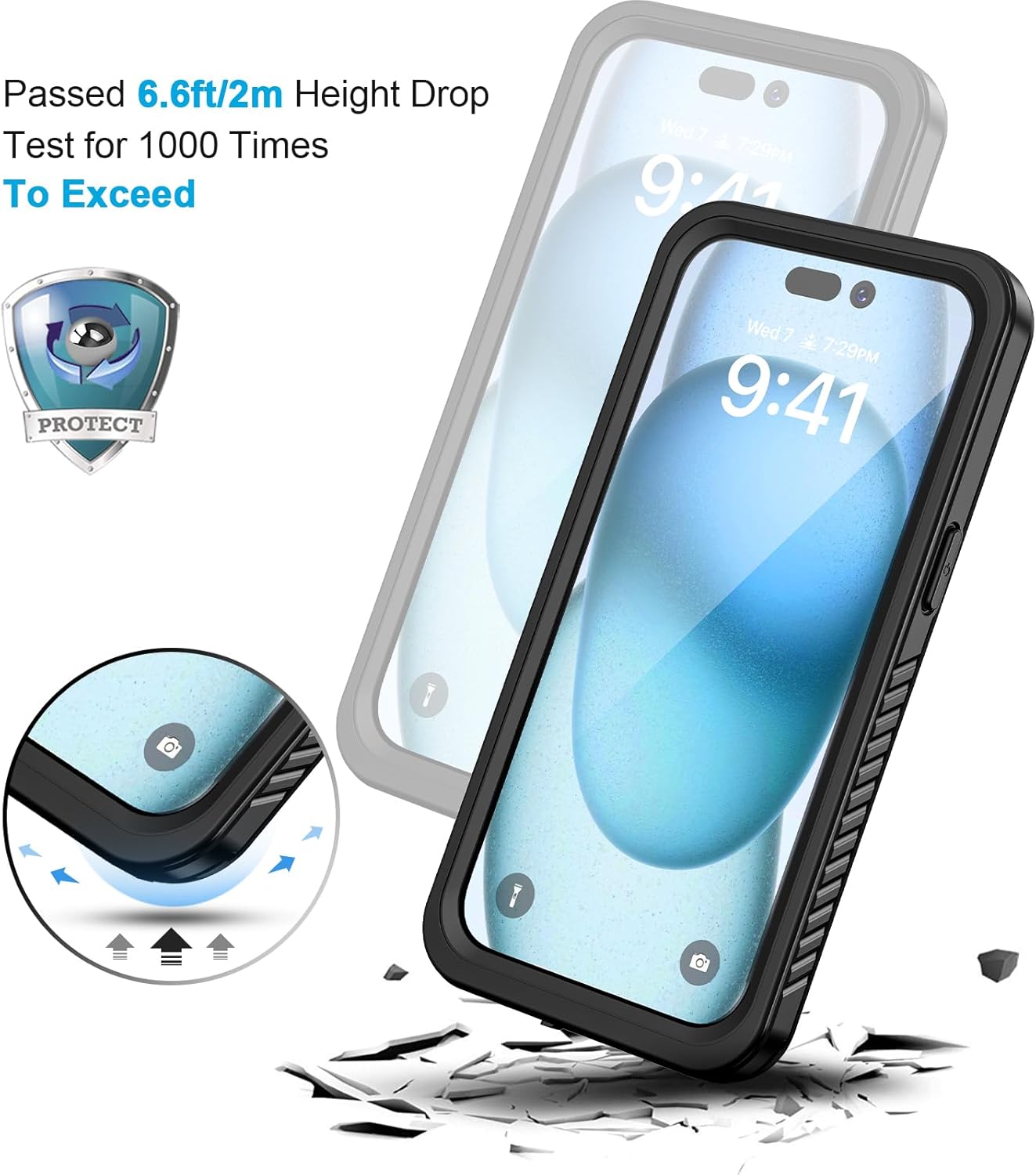 iPhone 15 Waterproof Case - Military Grade Shockproof Protection