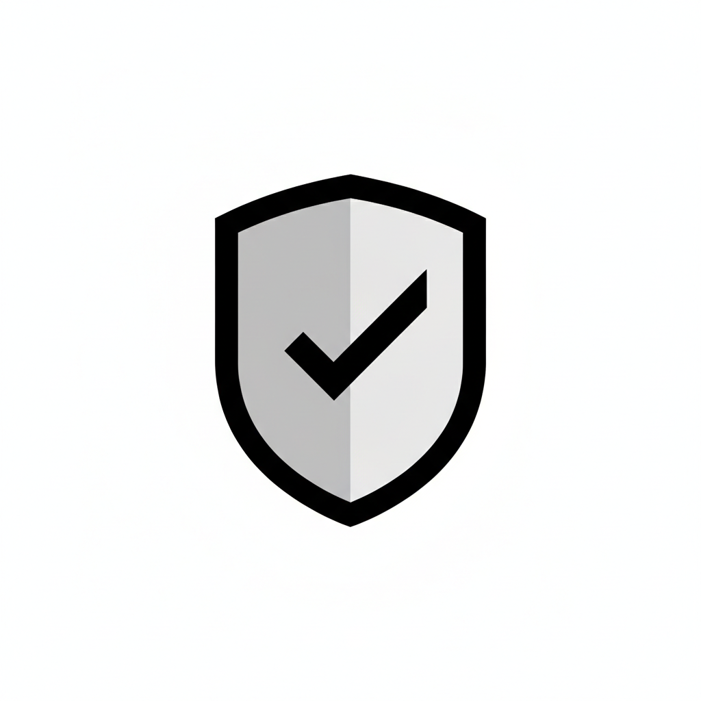 shield in emoji ,grey scale with clear white bg for trust stripe